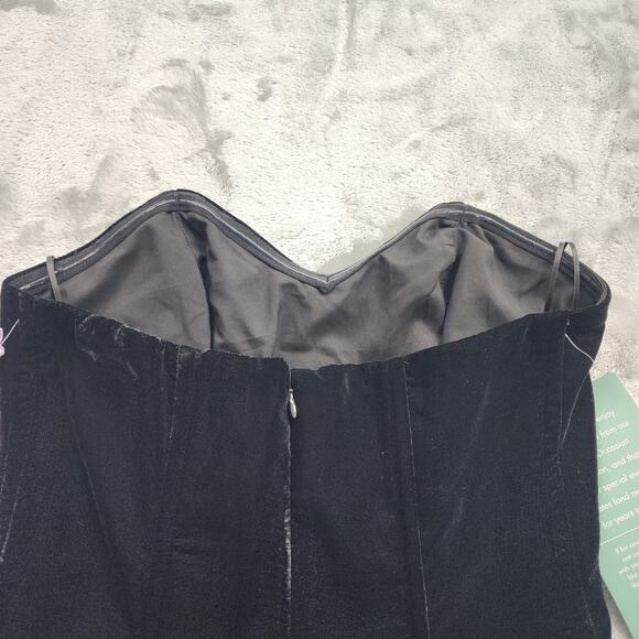 NEW Johnny Wujek Top Womens 5 Juniors Black Velvet Strapless Corset Bustier - Picture 3 of 13